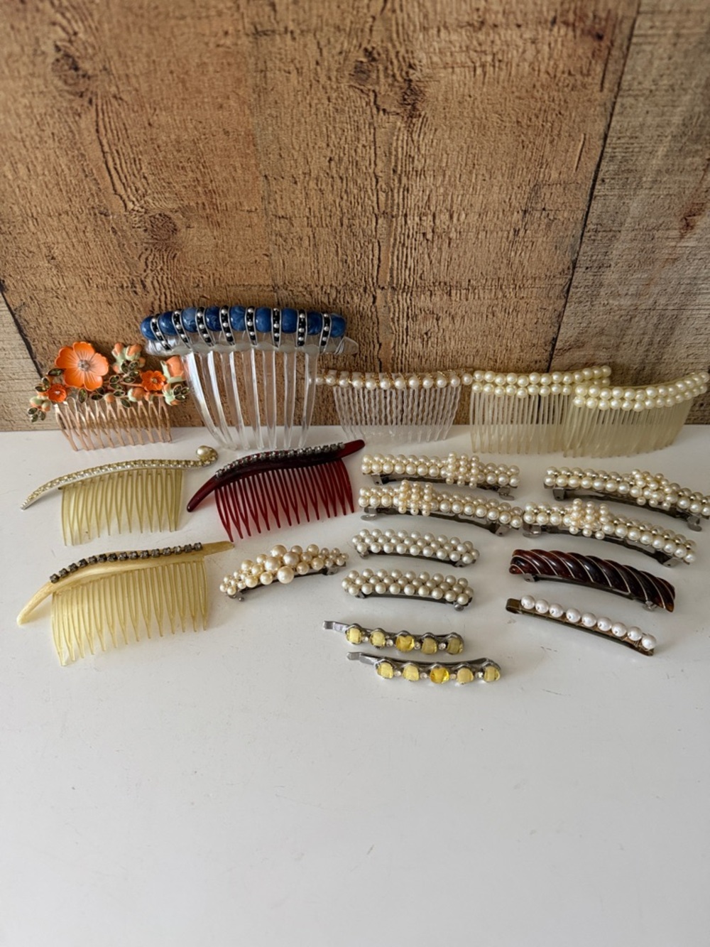 Vintage Hair Combs and Barrettes Set